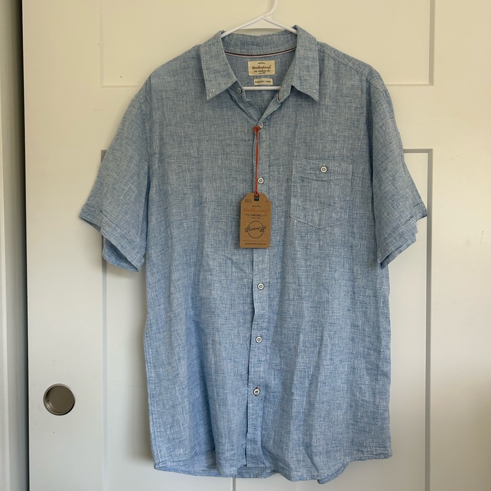 Blue Linen Men's Shirt